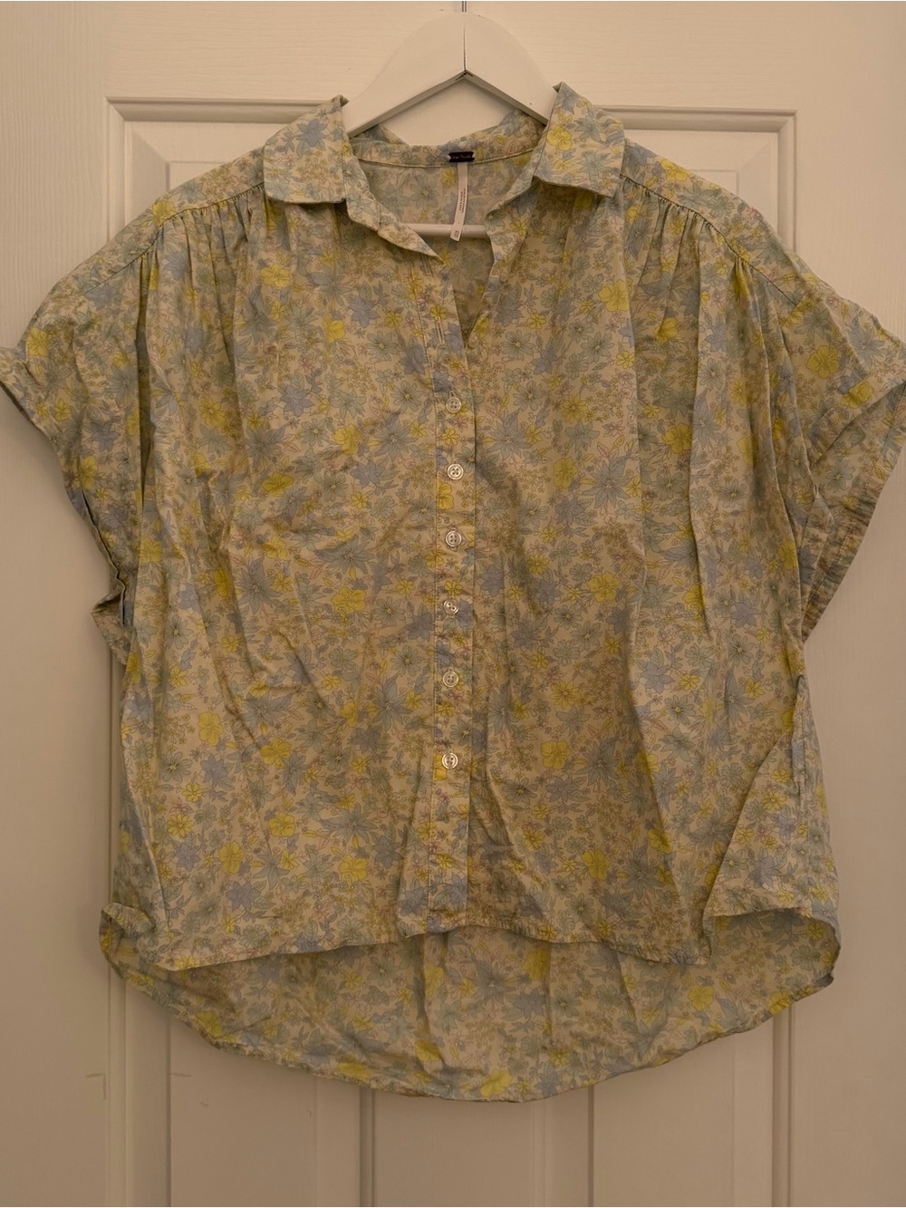Free people floral short sleeve button up